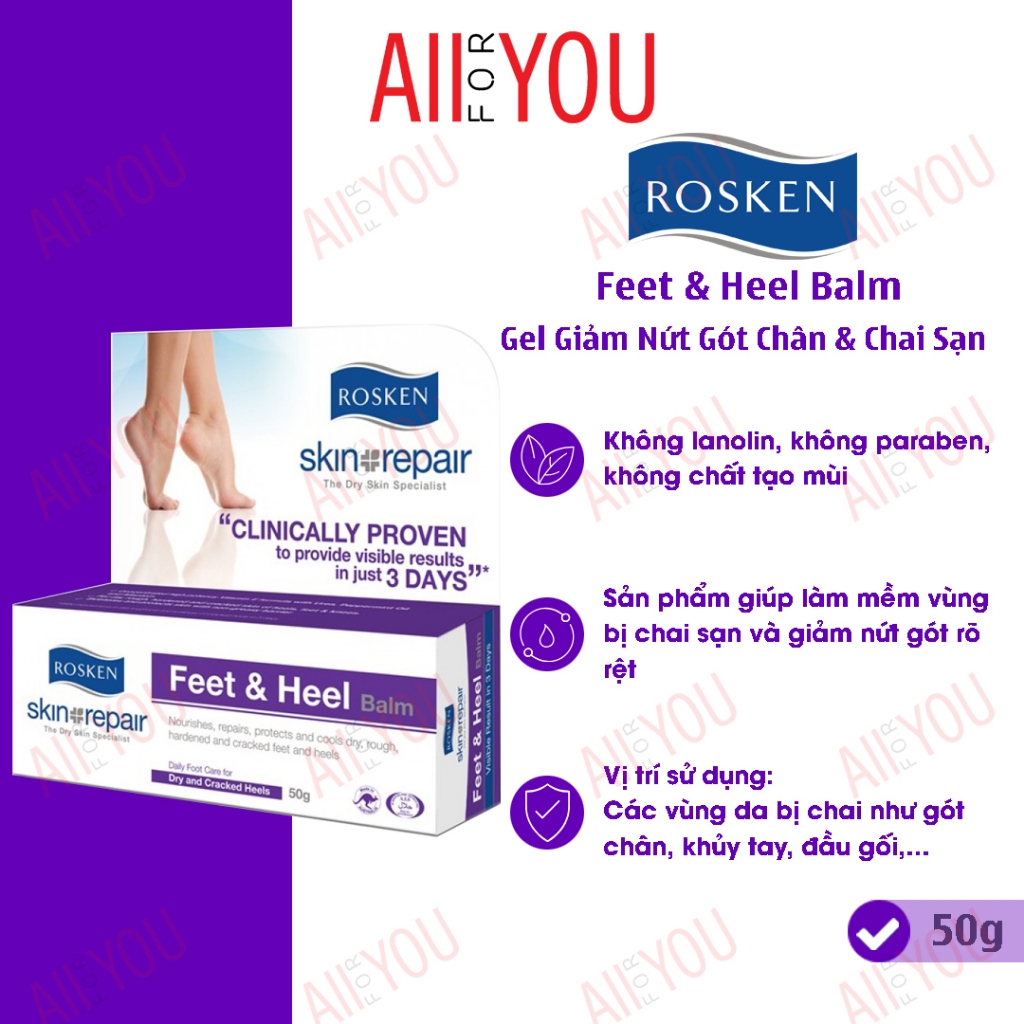 [CHÍNH HÃNG - DATE 2029] Rosken Feet & Heel Balm 50g - Gel Giảm Nứt Gót Chân & Ngăn Ngừa Chai Sạn.