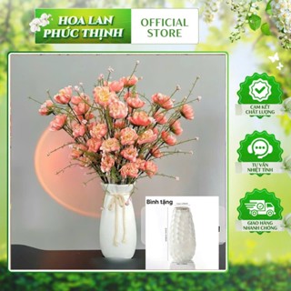   TẶNG BÌNH  Bình Hoa Trà Gạo Cổ Trang Trí Để Bàn – Combo 10 Cành Hoa Giả – Cao 60cm 