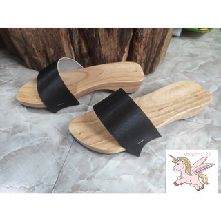 Guốc Gỗ Guốc Mộc Quai Lụa Bảng Ngang Cao 3 - 4 Phân ( đế cao su 2 lớp )