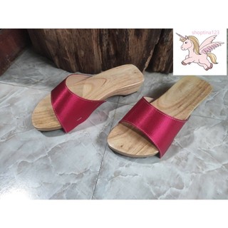 - Guốc Gỗ Guốc Mộc Quai Lụa Cao 3 - 4 Phân ( đế cao su 2 lớp )