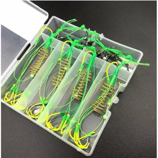Hộp 4 lưỡi câu cá, lưỡi lăng xê (lancer) xanh chất lượng