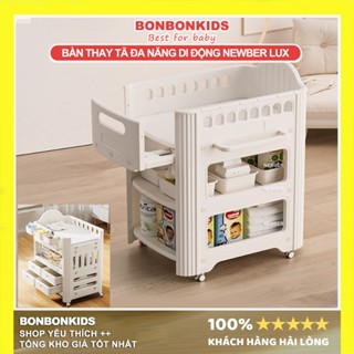  {New2025} Bàn Thay Tã Di Động Đa Năng NEWBER LUXURY Bàn thay đồ cho bé có bánh xe di chuyển kiêm kệ đồ sơ sinh 