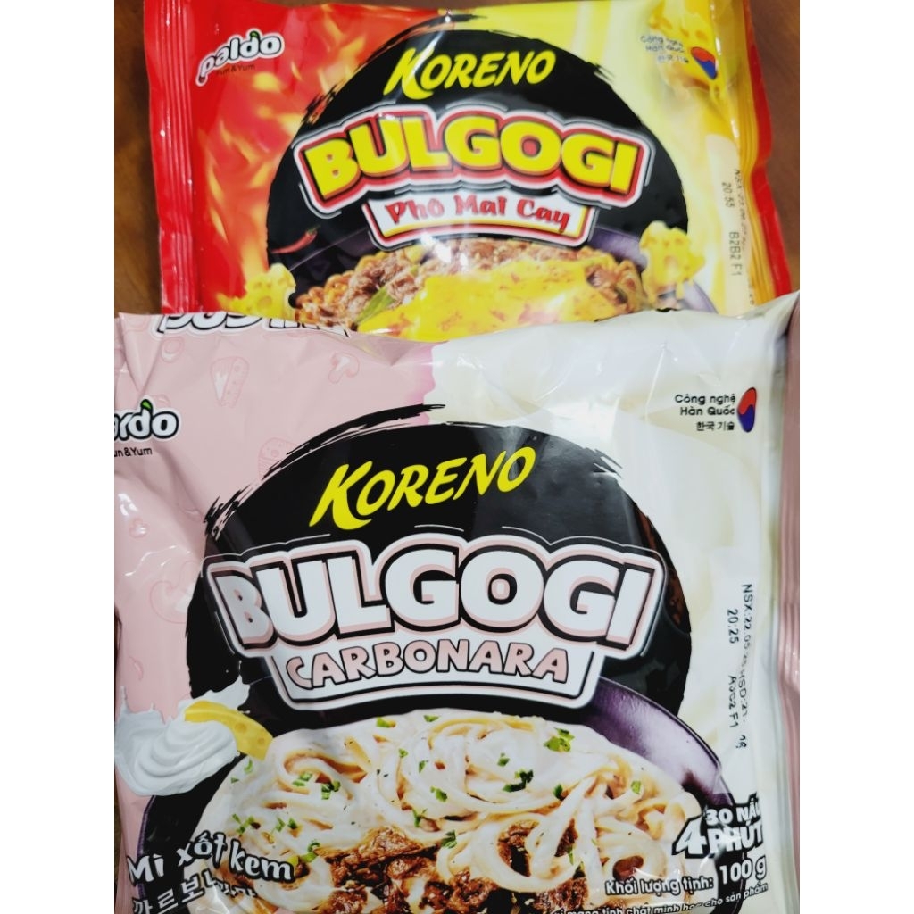 Combo 3 gói Mì xào Bulgogi vị xốt kem và phô mai cay hương bò xào Koreno