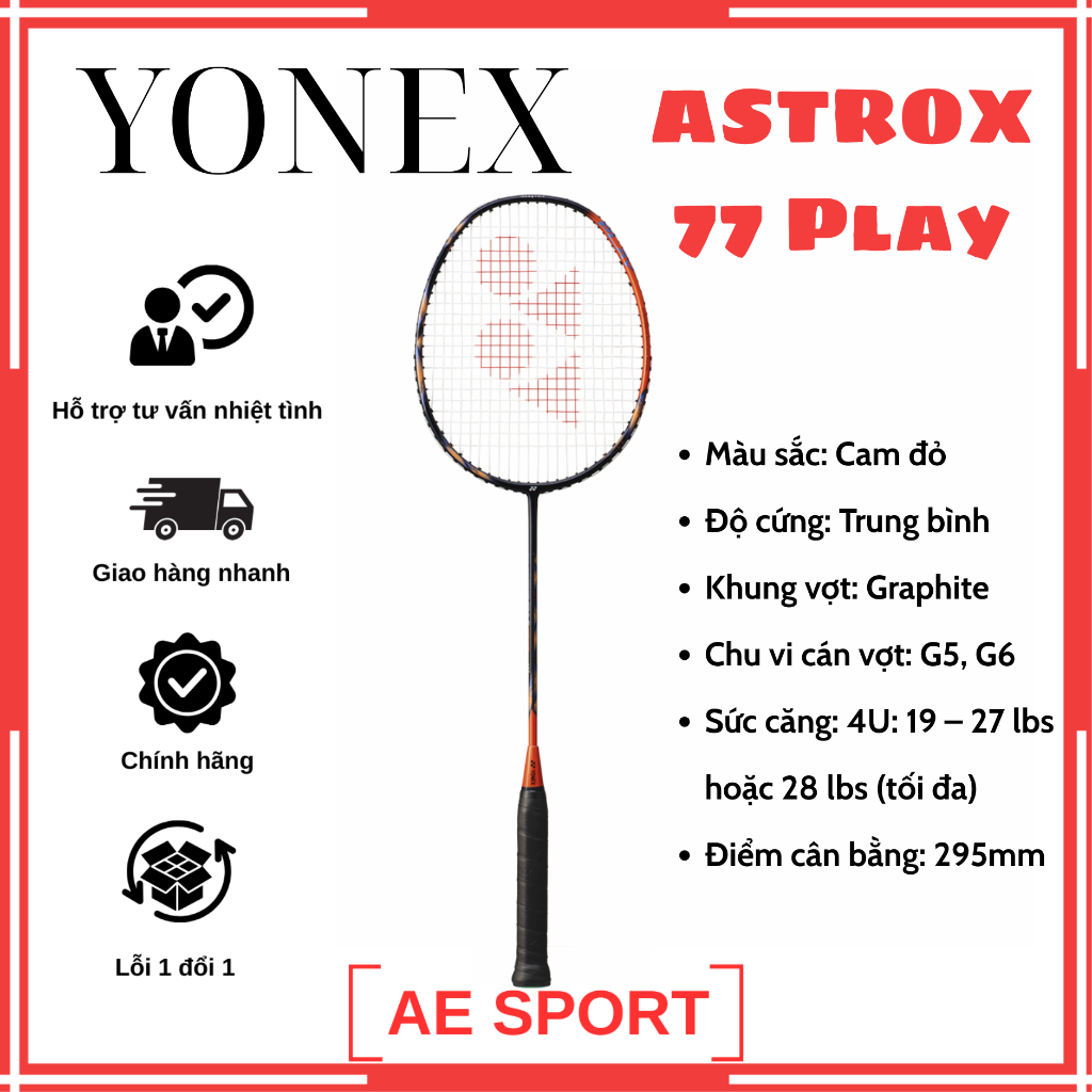 Yonex Astrox 77 Play | Vợt Đẹp, Bền, Có Phiếu Bảo Hành Của Hãng