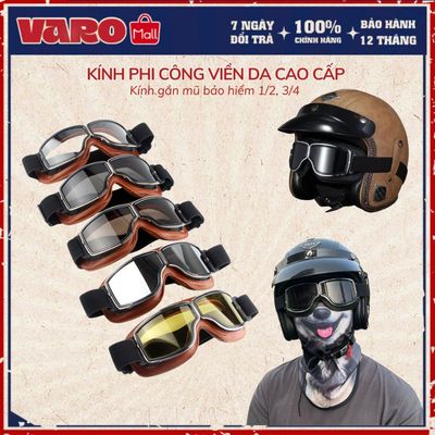 Kính phi công viền da cao cấp gắn mũ bảo hiểm gắn nón bảo hiểm nửa đầu, 3/4-hàng độc trên thị trường