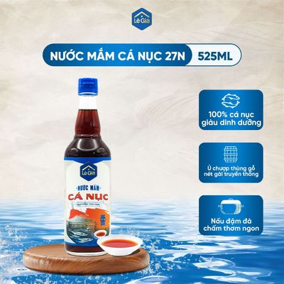 Nước Mắm Cá Nục Truyền Thống Lê Gia chai thủy tinh 525ml độ đạm 27