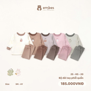 Embes Dài Tay 25-k5-20. Bộ dài tay phối quần thu đông cho bé trai bé gái BEO.Kids