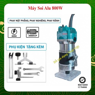 Máy soi gỗ mini, máy phay gỗ, soi alu cầm tay, lõi đồng công suất 800W Tặng kèm hộp nhựa