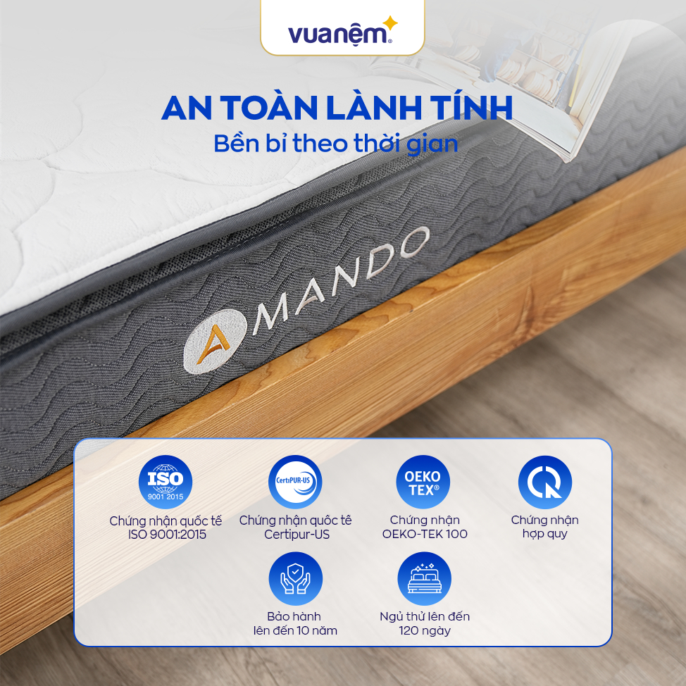 Nệm lò xo Amando Elite Original - Đệm lò xo túi độc lập tiêu chuẩn khách sạn 5 sao, 23cm | BigBuy360 - bigbuy360.vn