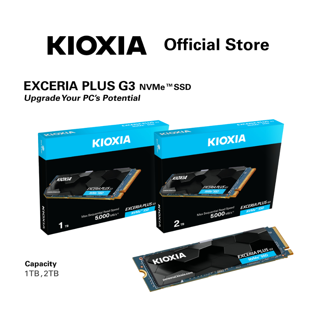 Ổ CỨNG SSD NVMe 1TB KIOXIA EXCERIA PLUS G3 Gen4x4 đọc 5000mb/s, ghi 3900mb/s - Hàng Chính Hãng