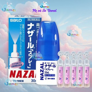 Xịt xoang mũi Nazal Sato 30ml nội địa Nhật Bản (Tặng 5 Ống Nước Muối Vệ Sinh Mũi Fysoline Pháp)
