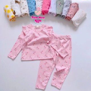   Bé 9-19kg  Bộ Dài Tay Cánh Tiên Quần Dài Nút Cài Vai Bozip Siêu Mềm Mịn Mát Cho Bé Gái Măc Ngủ Đi Học 