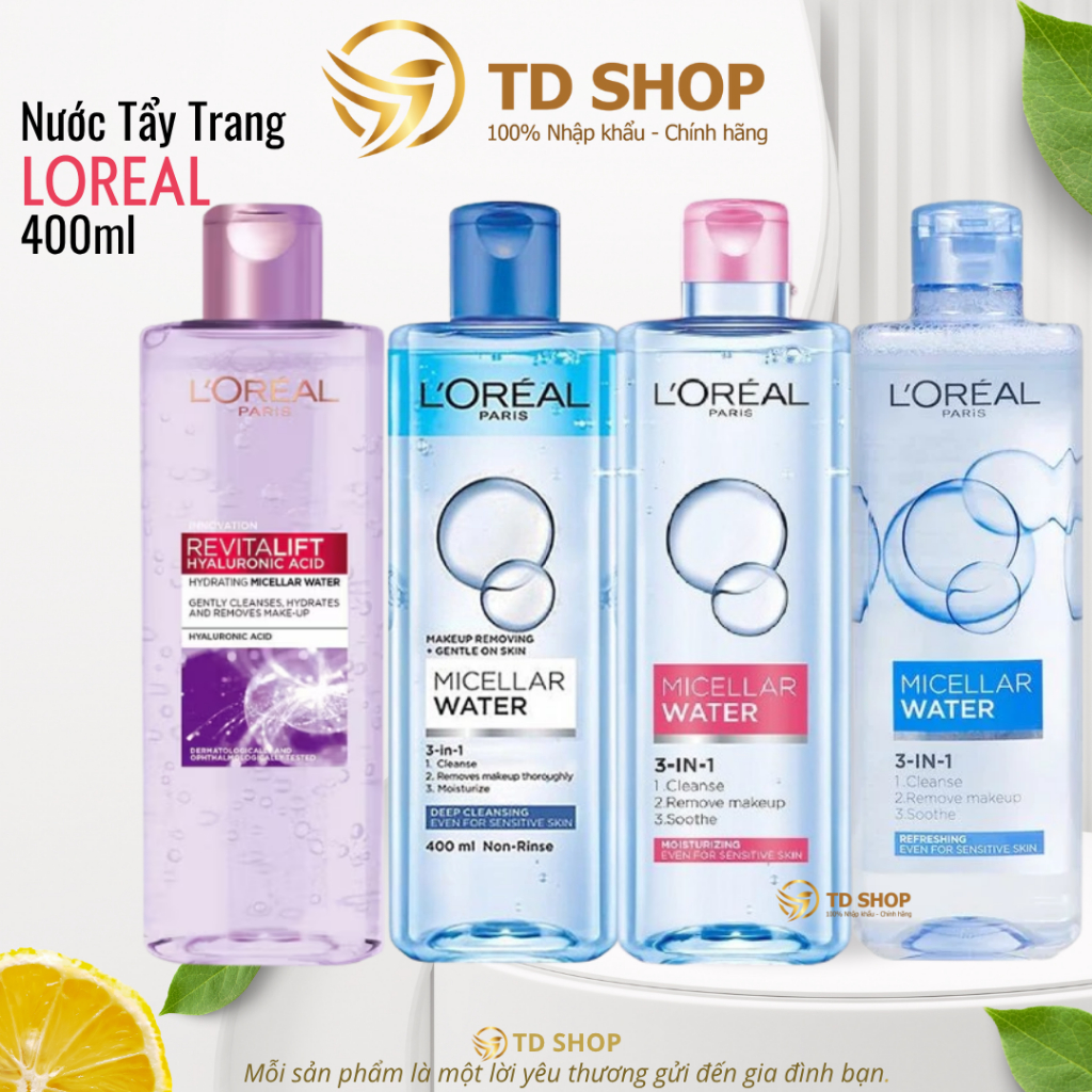 [Hàng Công ty] Nước Tẩy Trang Loreal 400ml Sạch sâu | Dưỡng ẩm dành cho mọi loại da