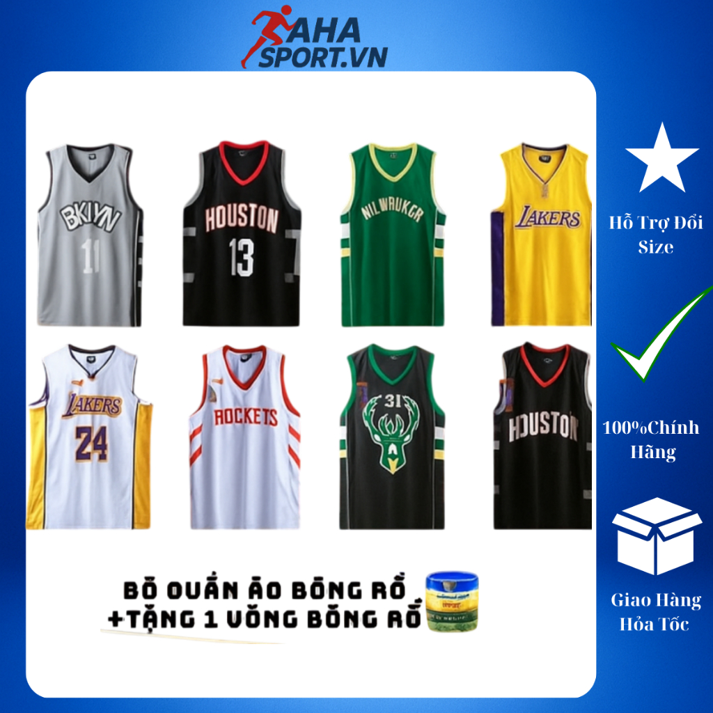 quần áo bóng rổ 💎𝑭𝑹𝑬𝑬𝑺𝑯𝑰𝑷💎 bộ đồ quần áo bóng rổ nam nba mặc thoải mái co giãn mềm mịn AHA SPORT-NBA