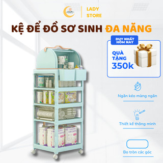 Kệ Để Đồ Đa năng Sơ Sinh 4 Tầng - Kệ Để Đồ Có Khay Úp Bình Sữa Cao Cấp Có Thể Tháo Rời