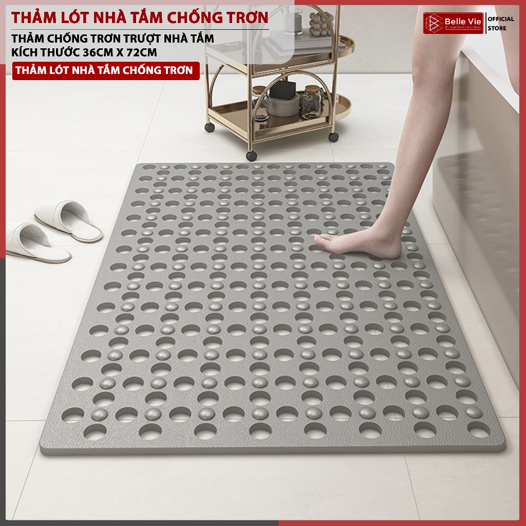 Thảm Lót Nhà Tắm Chống Trơn Trượt Chất Liệu Cao Su Kích Thước 36cm x 72cm Sản Phẩm Dùng Trong Nhà Tắm