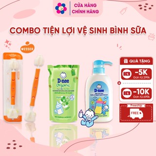 Combo Cọ Rửa Bình Sữa Wesser + Nước Rửa Bình Dnee
