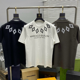  Áo phông nam nữ Premium Cotton PB cào rách lót hai lớp phối in logo hình chữ thập hai mặt basic AP649P 