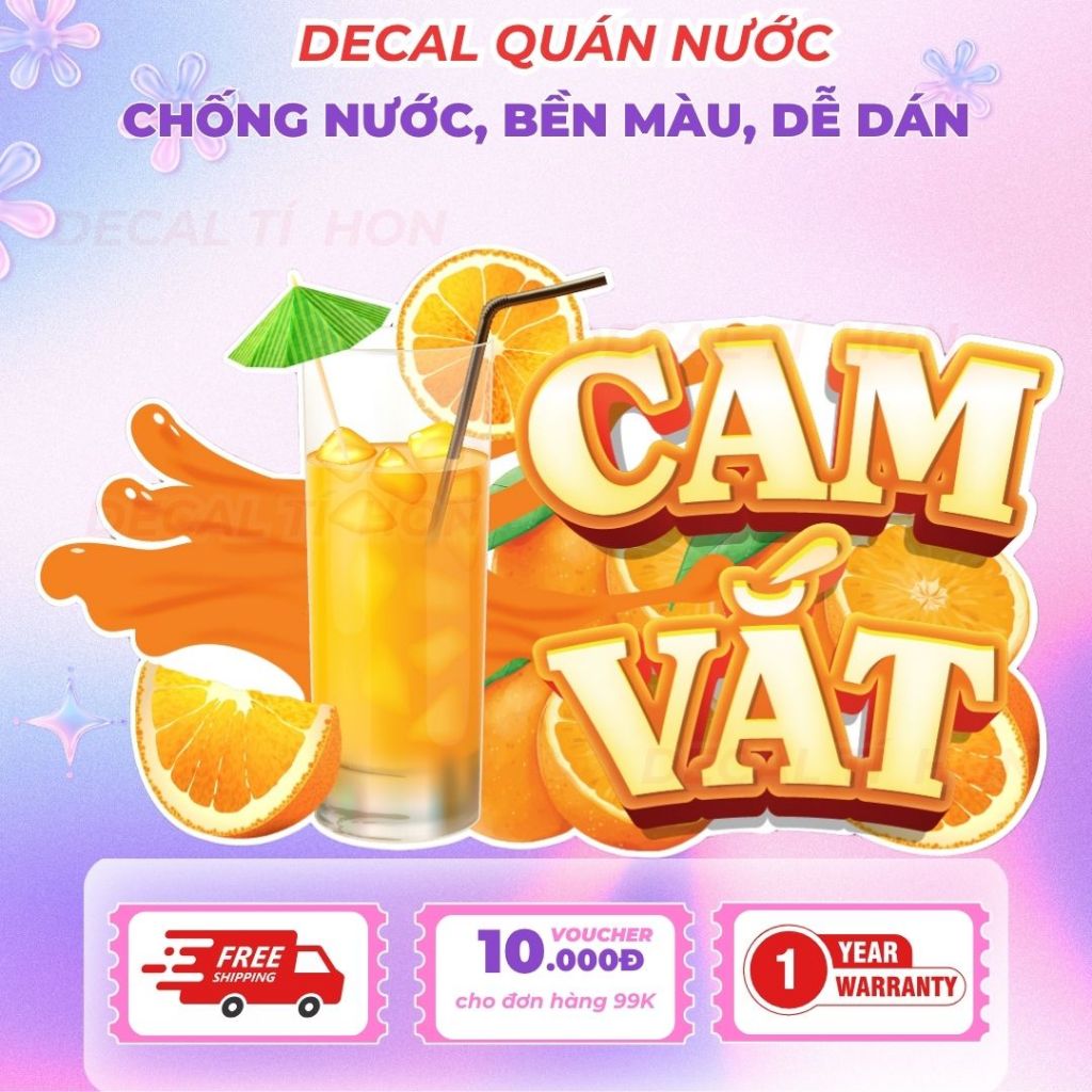 Hình dán trang trí Cam Ép Chống Nước 🎀 Decal Cam Ép Sẵn Keo, Decal Trang Trí Quán