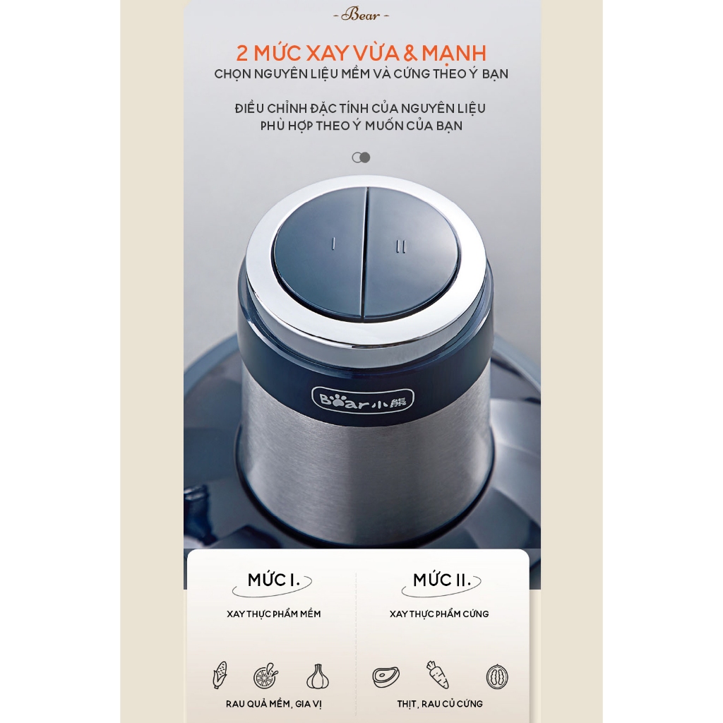Máy xay thịt 2L Bear CH-5H03J (QSJ-K03N5), 300W,4 lưỡi dao inox, xay ớt hành tỏi cua cá, BH 18 tháng | BigBuy360 - bigbuy360.vn