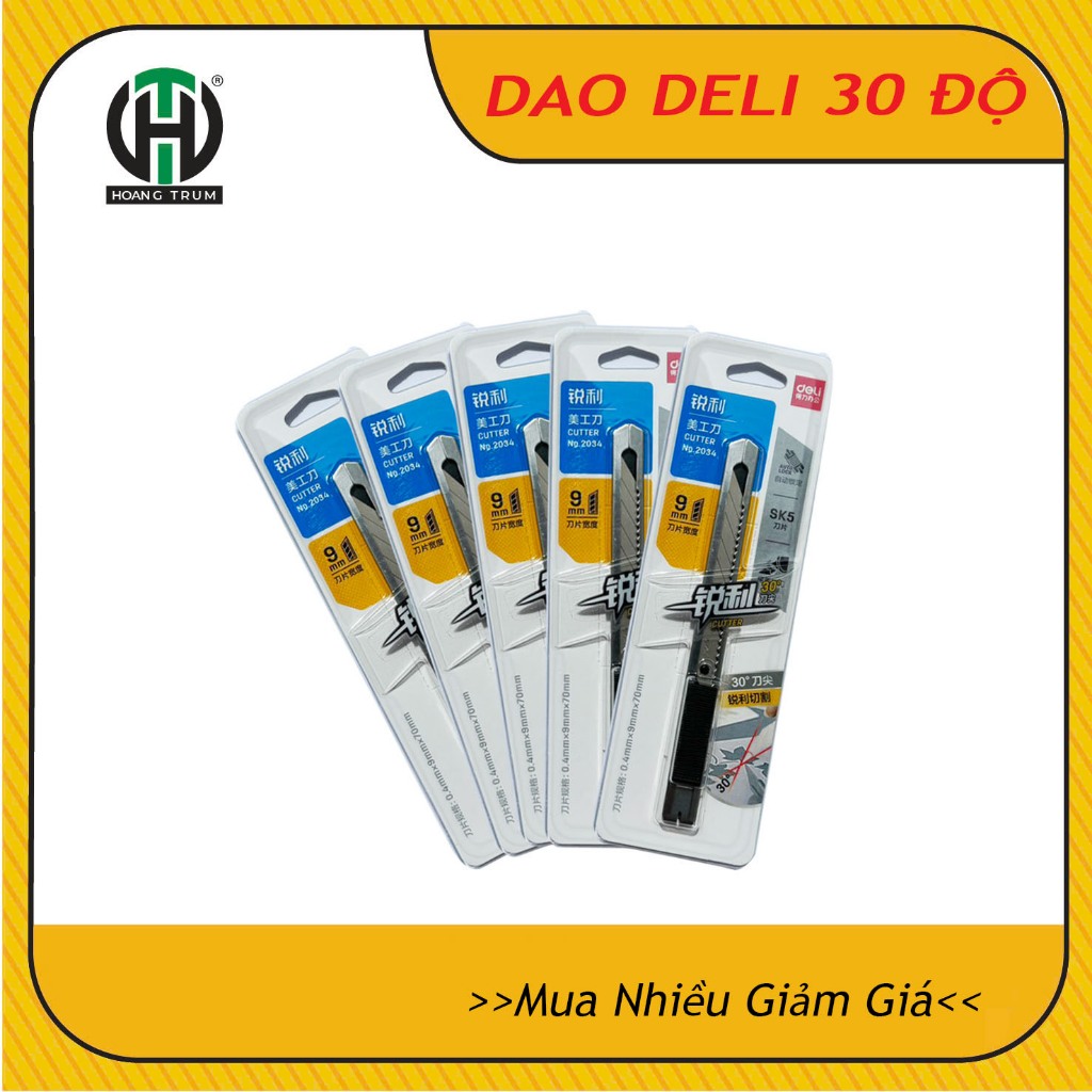 Dao rọc giấy Deli 30 độ, dao dùng để cắt rọc giấy mini nhỏ gọn