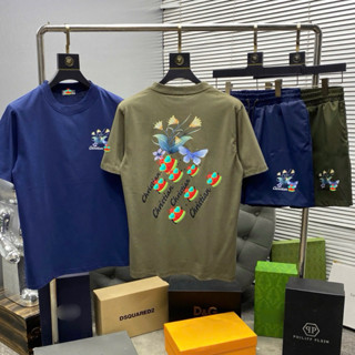  Đồ bộ quần áo nam mùa hè PB cotton in chữ hình cây hoa bướm hai mặt phối quần gió basic boy phố 