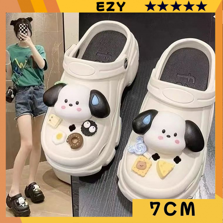 7cm Dép cross đế cao chính hãng Giày Lỗ Nữ Mới Đế Dày Giày Depa cross nữ Tăng Mùa Hè Ngoài