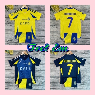  Áo Bóng Đá Trẻ Em RONALDO -  Al - Nassr 24 25 -   Quần + Áo    - Vải Mè Thái Cao Cấp 
