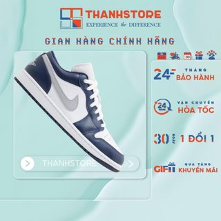   CHÍNH HÃNG  Giày Thể Thao Nam Nữ Trắng Xanh AIR JORDAN 1 LOW WOLF GREY ‘MIDNIGHT NAVY’ - NJWMN  2  