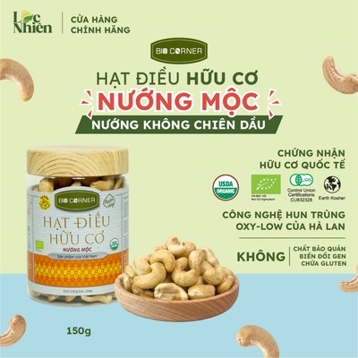 Hạt Điều Hữu Cơ Nướng Mộc - Bio Corner (Dry Roasted Cashew) (150g)