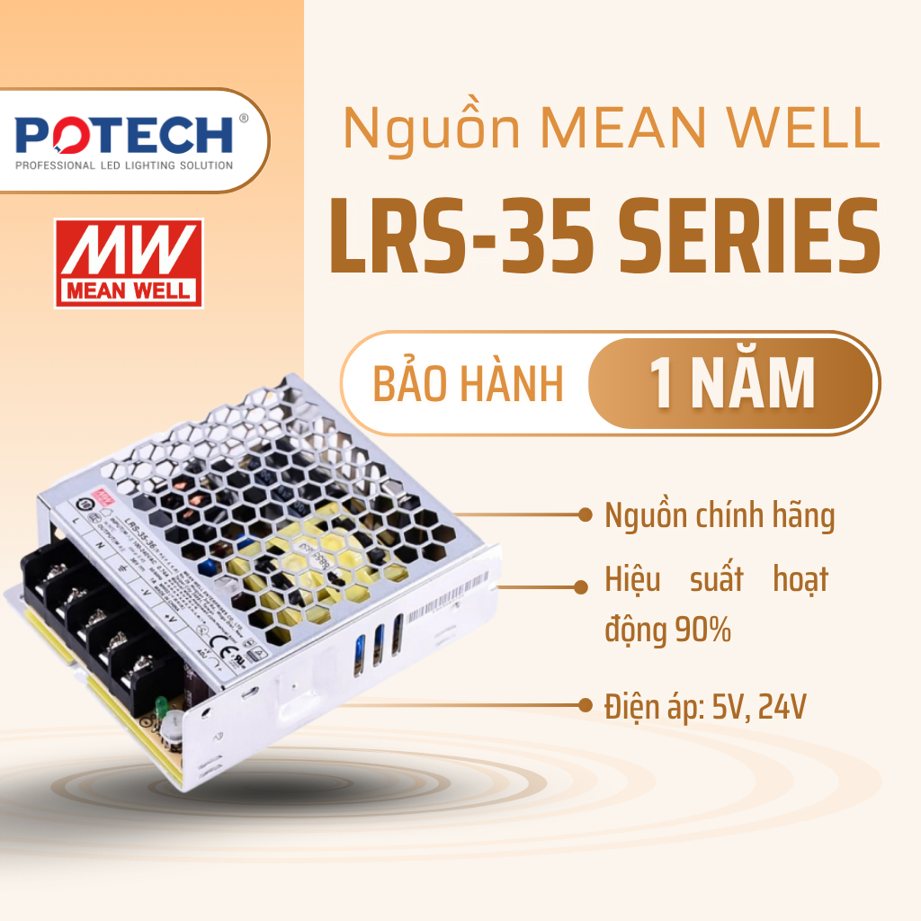 [CHÍNH HÃNG] Bộ nguồn MEANWELL LRS-35-5 / LRS-35-12 / LRS-35-15 / LRS-35-24 / LRS-35-48 công suất 35