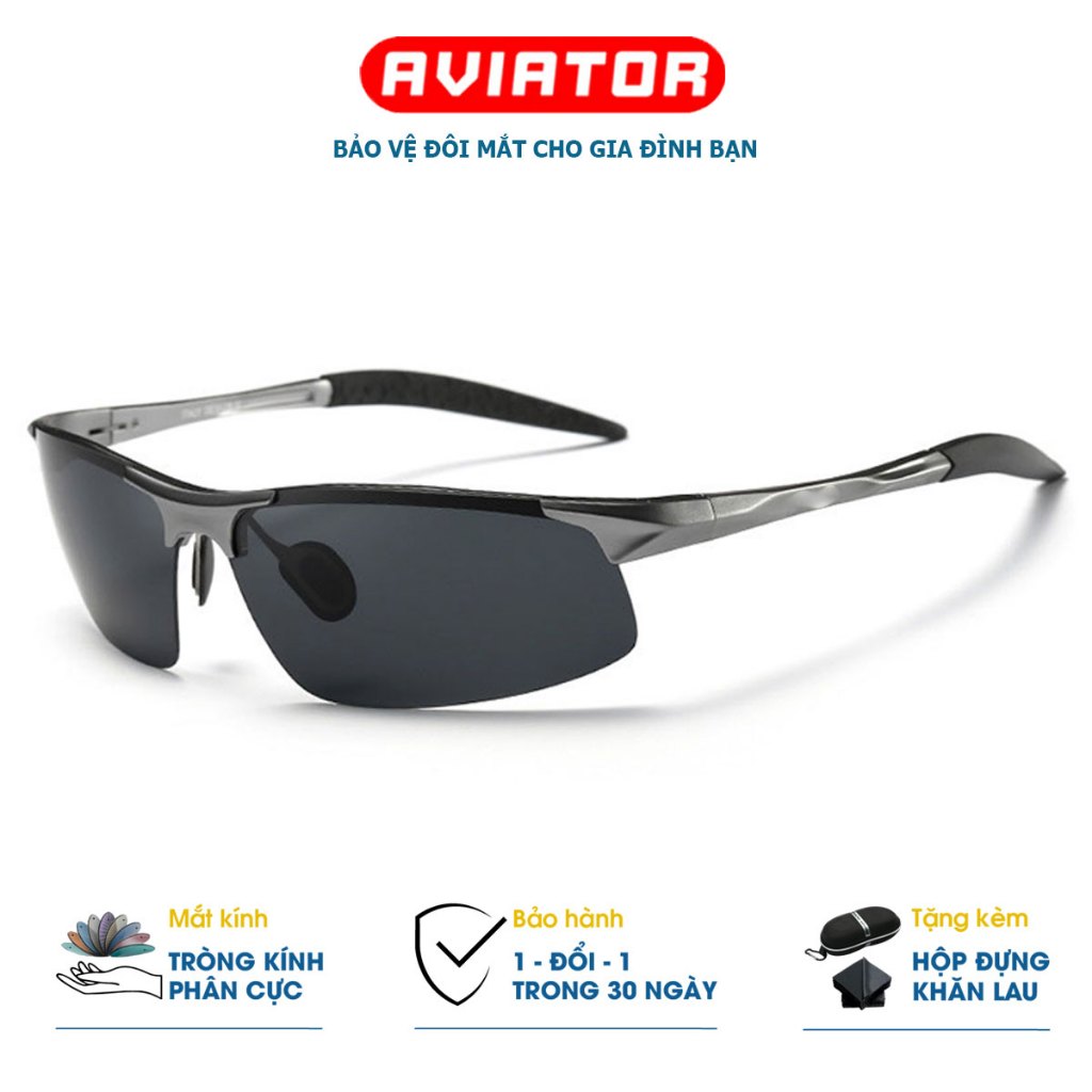 [CHÍNH HÃNG] Kính Râm Thể Thao Nam AVIATOR A8177 – Polarized Phân Cực UV400, Gọng Nhôm Magiê