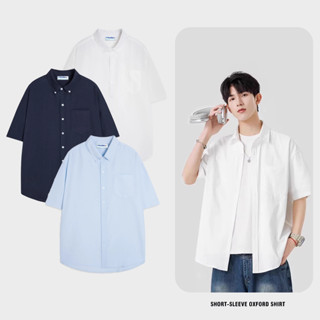  Áo Sơ Mi Đôi Nam Nữ Tay Ngắn Chất Oxford Cao Cấp Đứng Form Mềm Mại Thời Trang Hàn Oversize Local Brand HALLEY A26 
