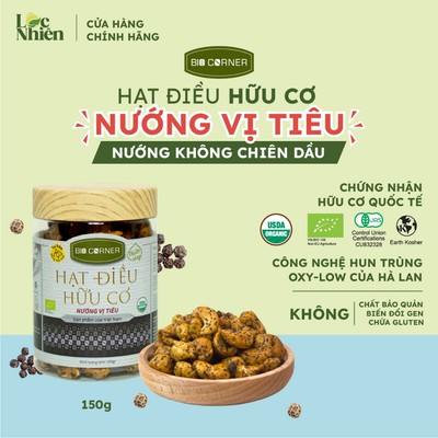 Hạt Điều Hữu Cơ Nướng Vị Tiêu (Black Pepper Cashew) (150g)