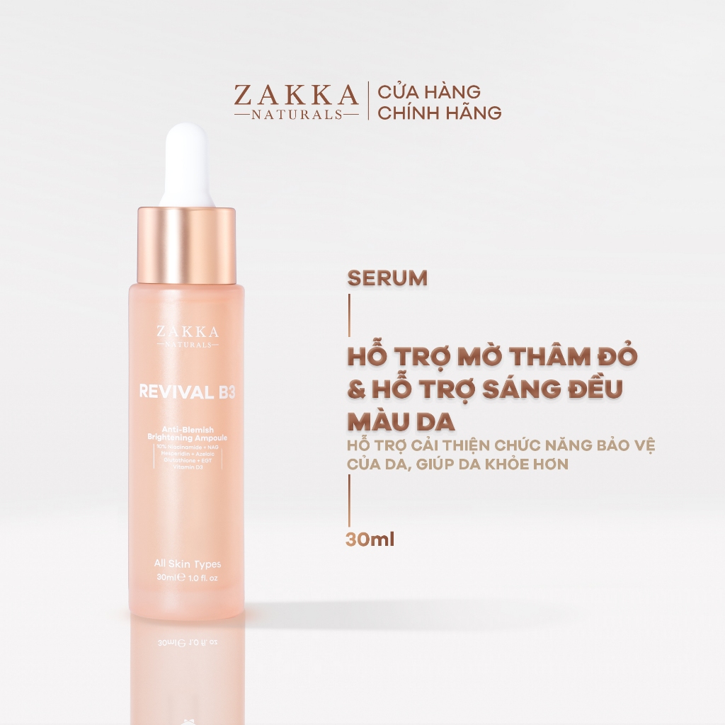 [Zakka x Lucie] Tinh chất Revival B3 Zakka Naturals hỗ trợ mờ thâm đỏ và sáng đều màu da 30ml