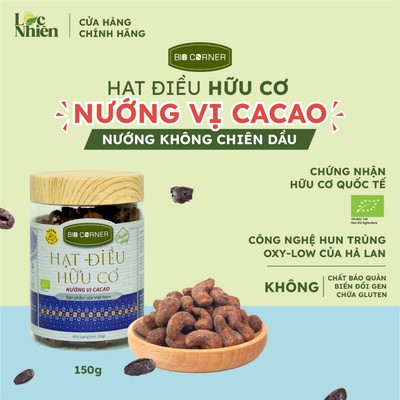 Hạt Điều Hữu Cơ Nướng Vị Cacao - Bio Corner (Dark Cacao Cashew) (150g)