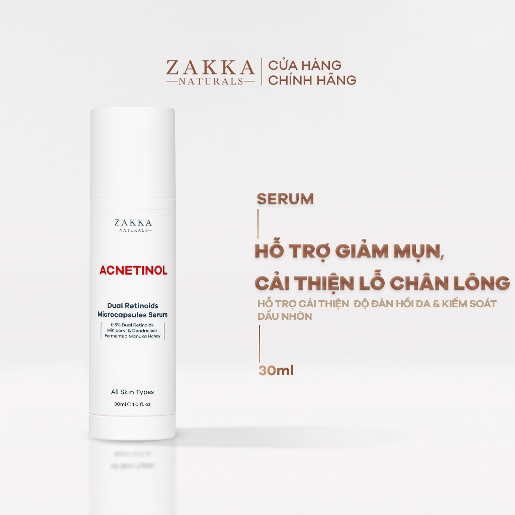 [Zakka x E2E] Tinh Chất Retinol Zakka Naturals Dành Cho Da Dầu, Mụn - Acnetinol 30ml