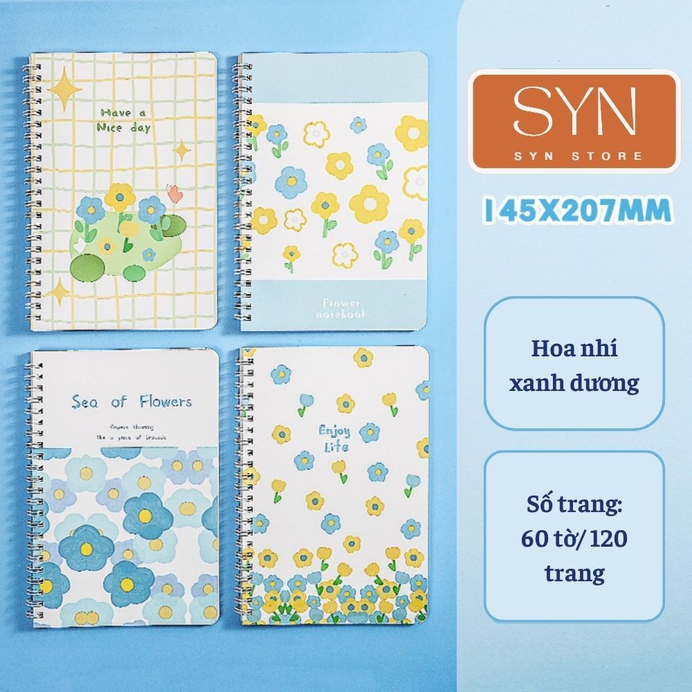 Sổ lò xo A5 combo 3 quyển 120 trang, 3 quyển sổ A5, sổ ghi chép, sổ học sinh, sổ văn phòng, decor