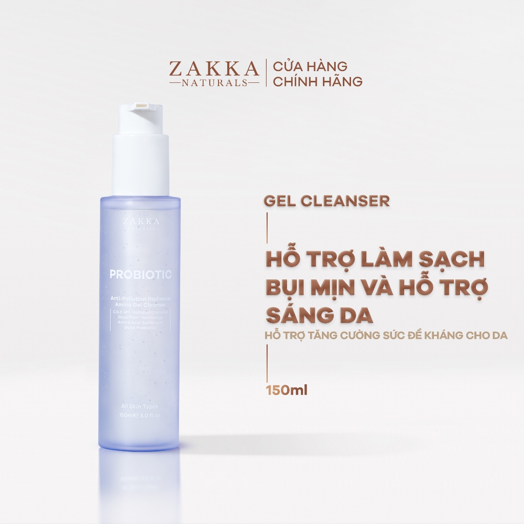 [Zakka x Lucie] Gel Rửa Mặt Probiotic Anti-Pollution Radiance Amino Gel Zakka Naturals 150ml