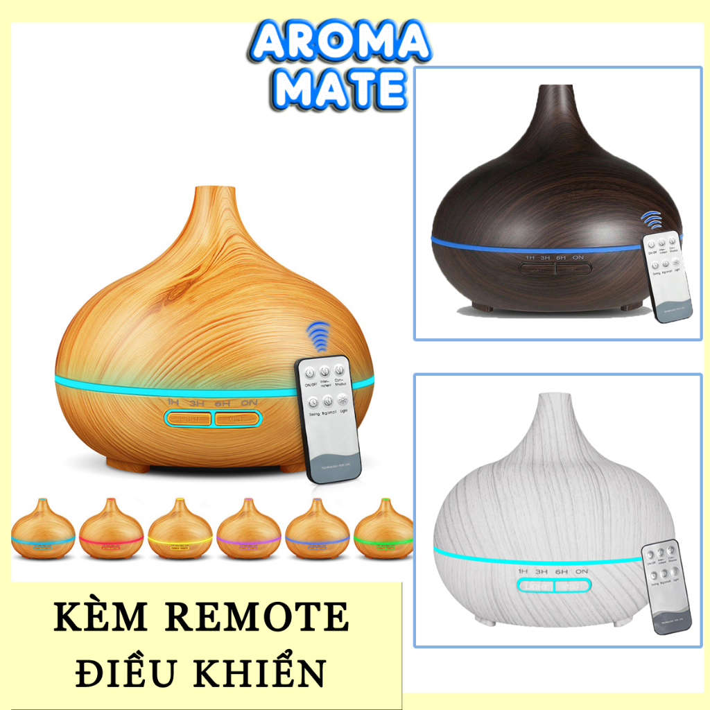 Máy Xông Tinh Dầu Phòng Ngủ Bí Ngô Cổ Cao 550ml kèm Remote điều khiển, Phun Sương Tạo Ẩm, Khuếch Tán
