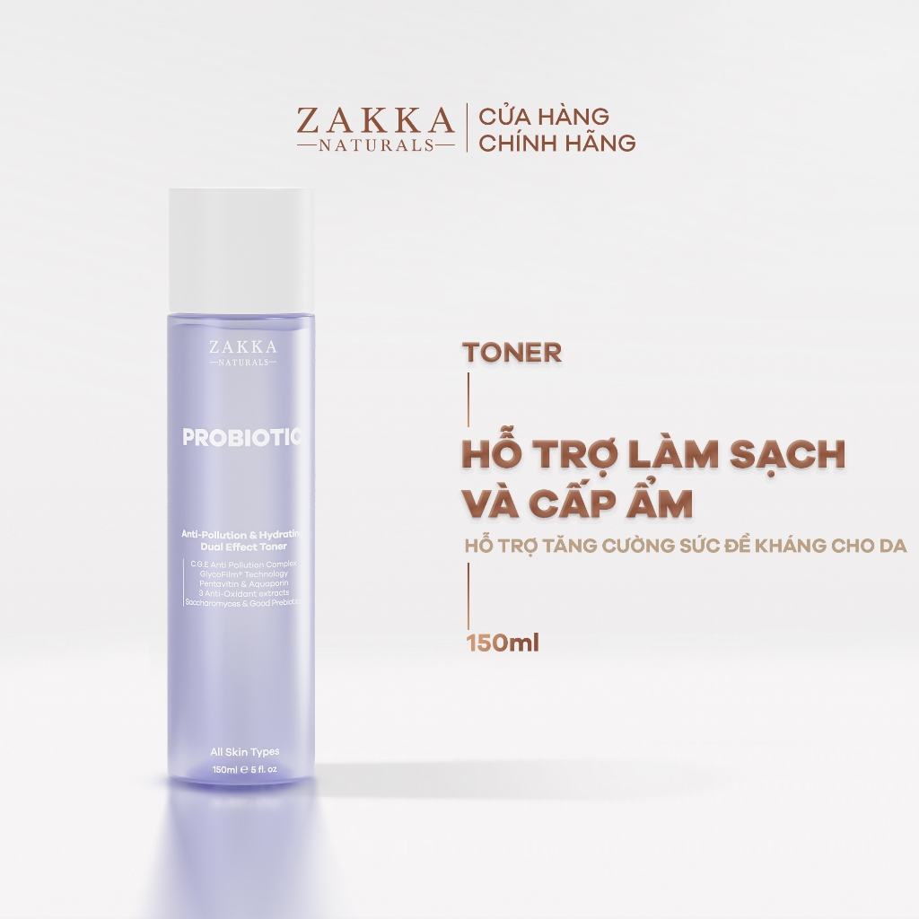Toner 2 Trong 1 Hỗ Trợ Làm Sạch Và Cấp Ẩm Probiotic Anti-Pollution & Hydrating Dual Effect Zakka Nat