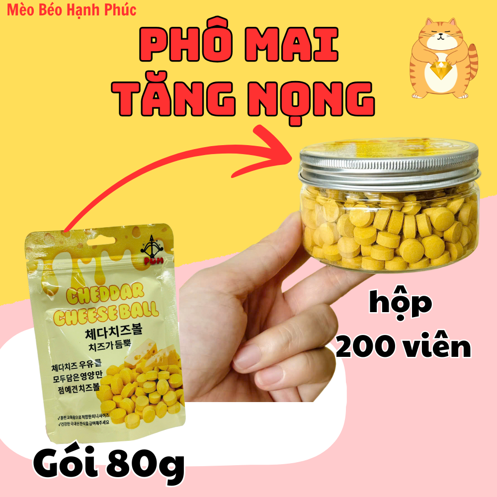 Phô mai tăng nọng mặt béo ú cho chó và mèo Cheese Ball - Bổ sung chất, tăng đề kháng, chắc khỏe xương và mượt lông