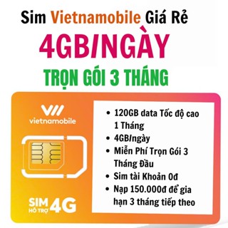    FREE DATA   Sim 4G VNMB Vietnamobile Vào Mạng Thả Ga Không Cần Nạp 100Gb x 20 Ngày Full Tốc Độ Cao 