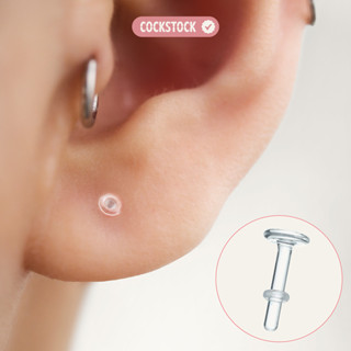  Khuyên tai thuỷ tinh Borosilicate trong suốt giấu lỗ giữ lỗ xỏ COCKSTOCK 