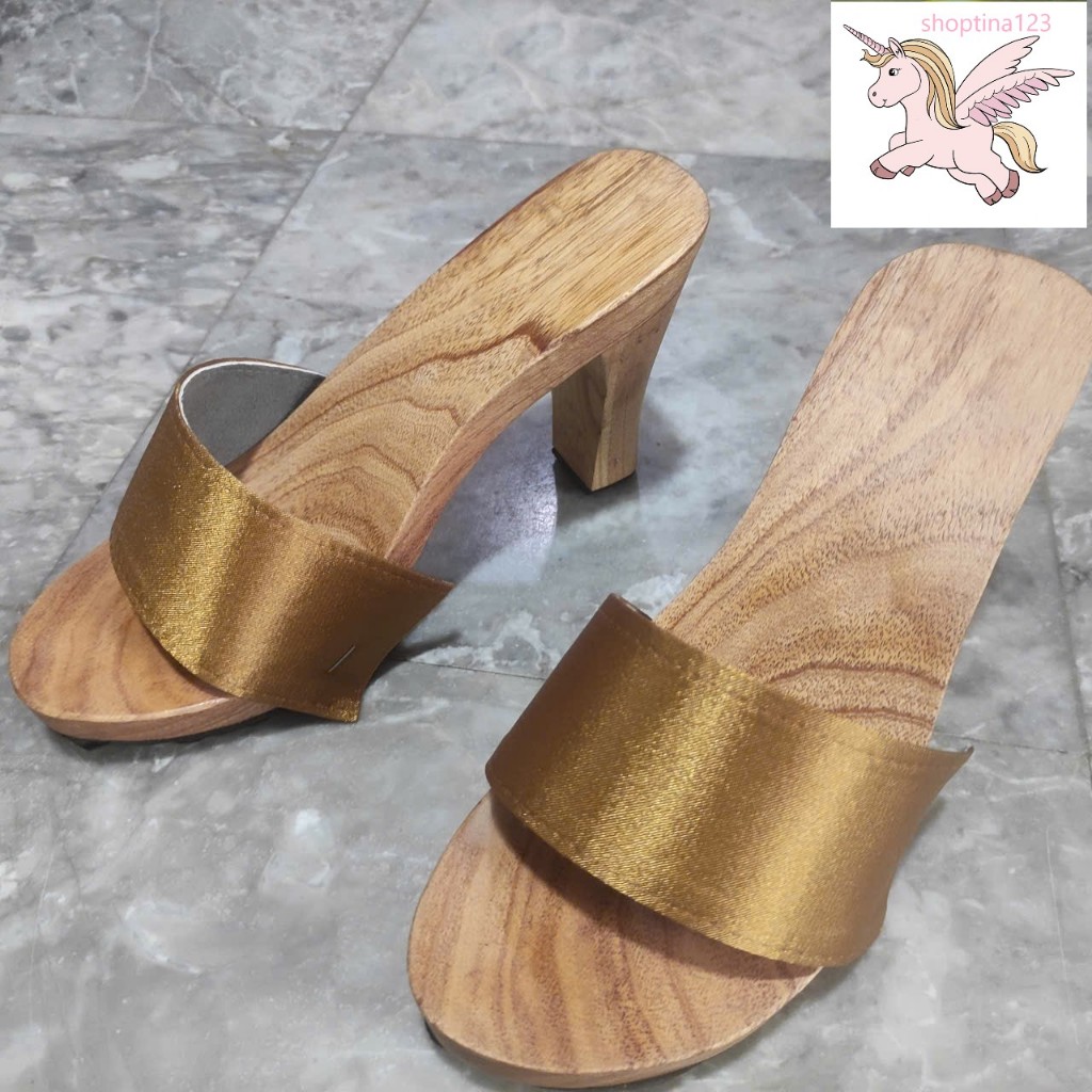 Guốc Gỗ Guốc Mộc Cao 9 Phân ( đế cao su 2 lớp )