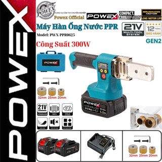 Máy hàn ống nhiệt Powex dùng pin 21V, Máy hàn ống nước không dây, làm nóng cực nhanh tự động chỉnh nhiệt
