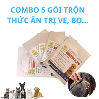 com bo  5 gói  trộn thức ăn duôi ve, rận, bọ chét chó mèo 1 lần hiệu quả 1