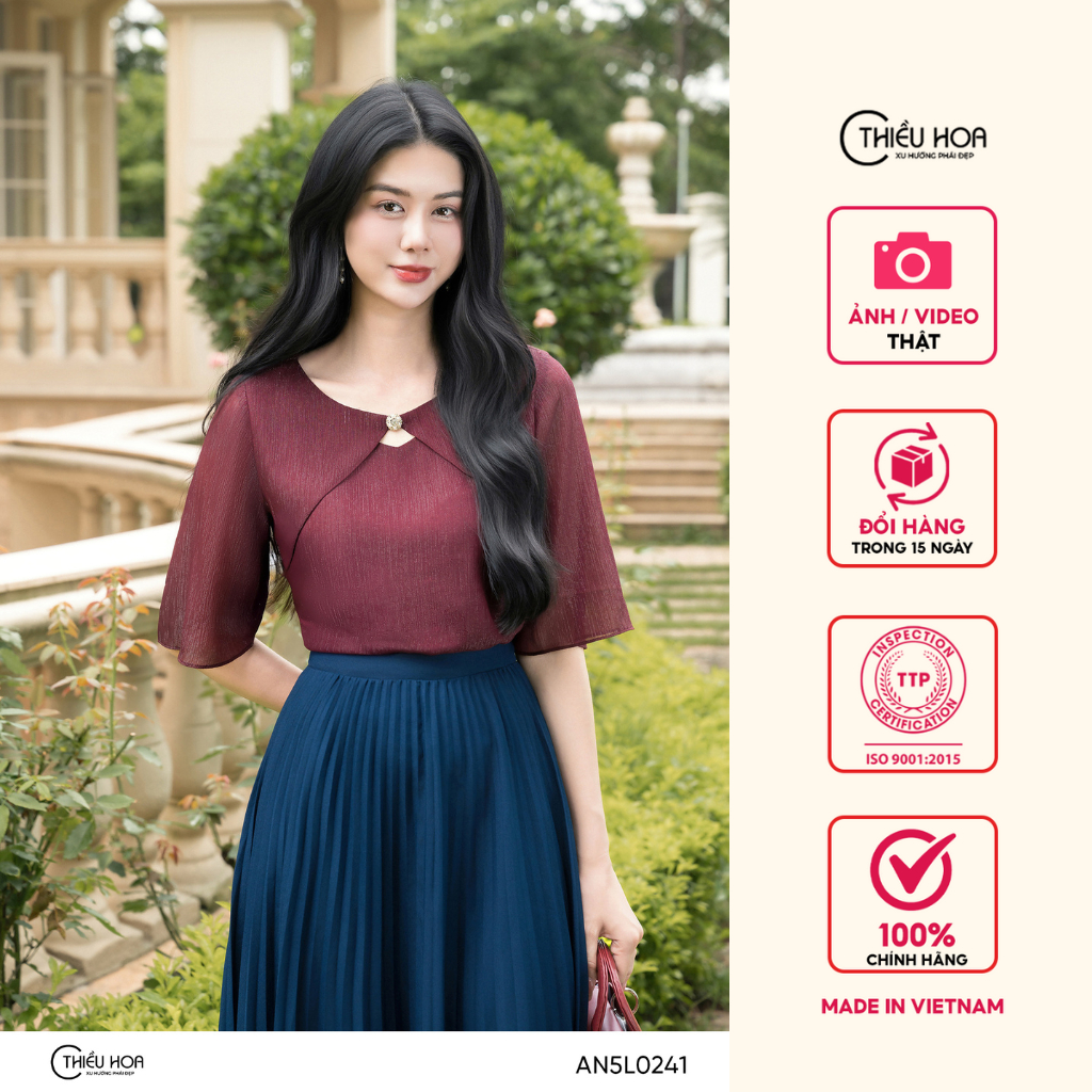 Áo thiết kế quyến rũ sang trọng chất liệu Tơ Ánh Nhũ mỏng nhẹ thương hiệu AN5L0241