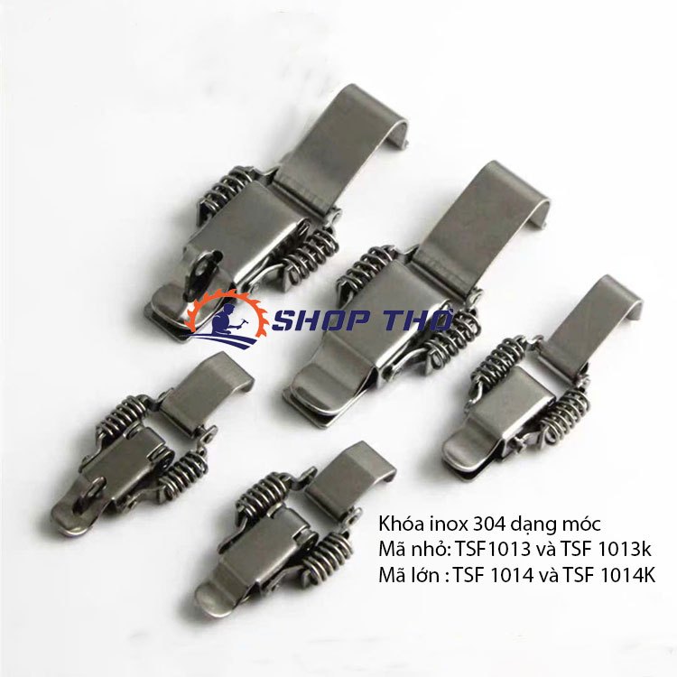 Khóa inox 304 lò so dạng móc, khóa mỏ vịt, khóa inox, khóa Hộp , khóa Hòm
