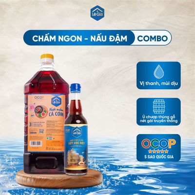 Chấm ngon - nấu đậm ( Combo nước mắm cốt đặc chai thủy tinh 525ml + cá cơm 2L)